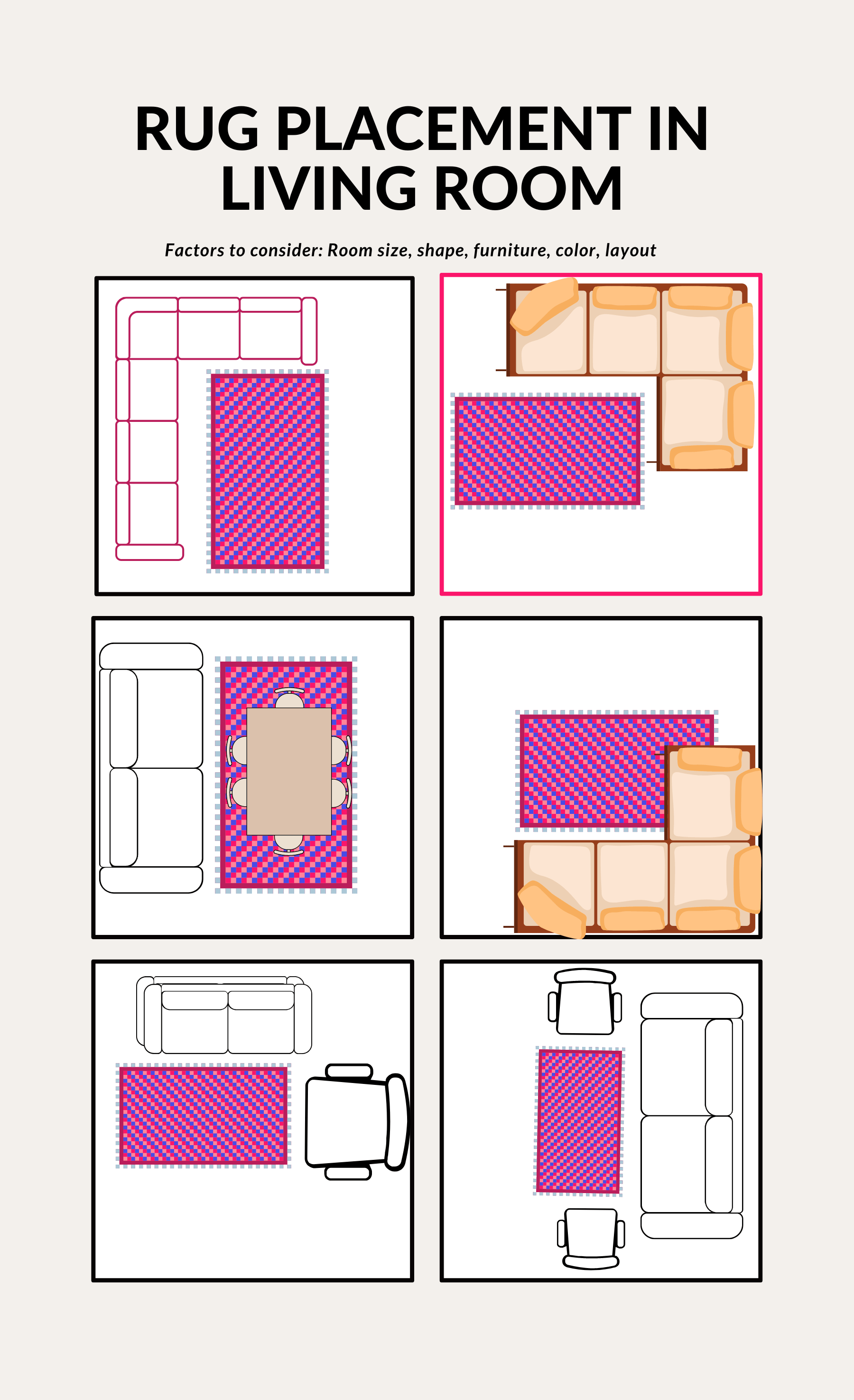 Rug placement ideas in Living room