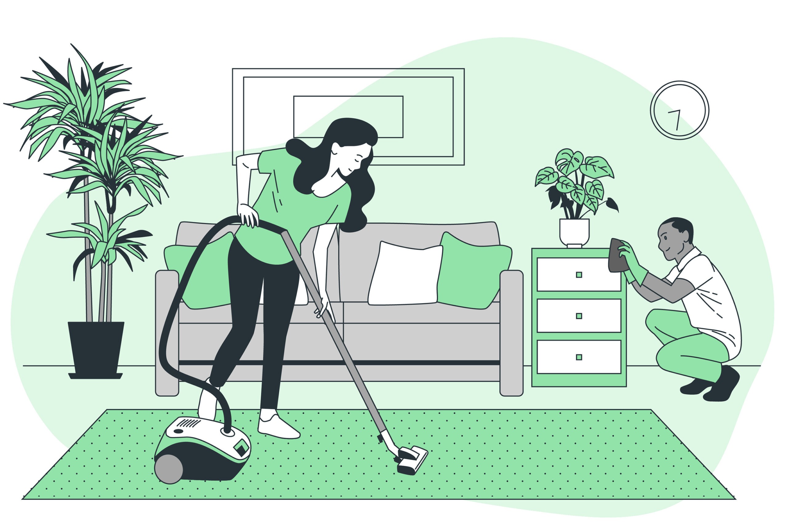 Vacuuming an area rug